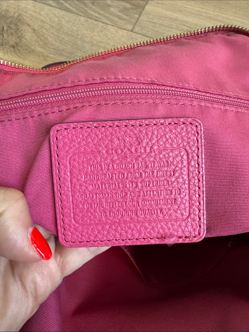 Authentic Coach Pink Pebbled Leather Tote Bag - Picture 14 of 16